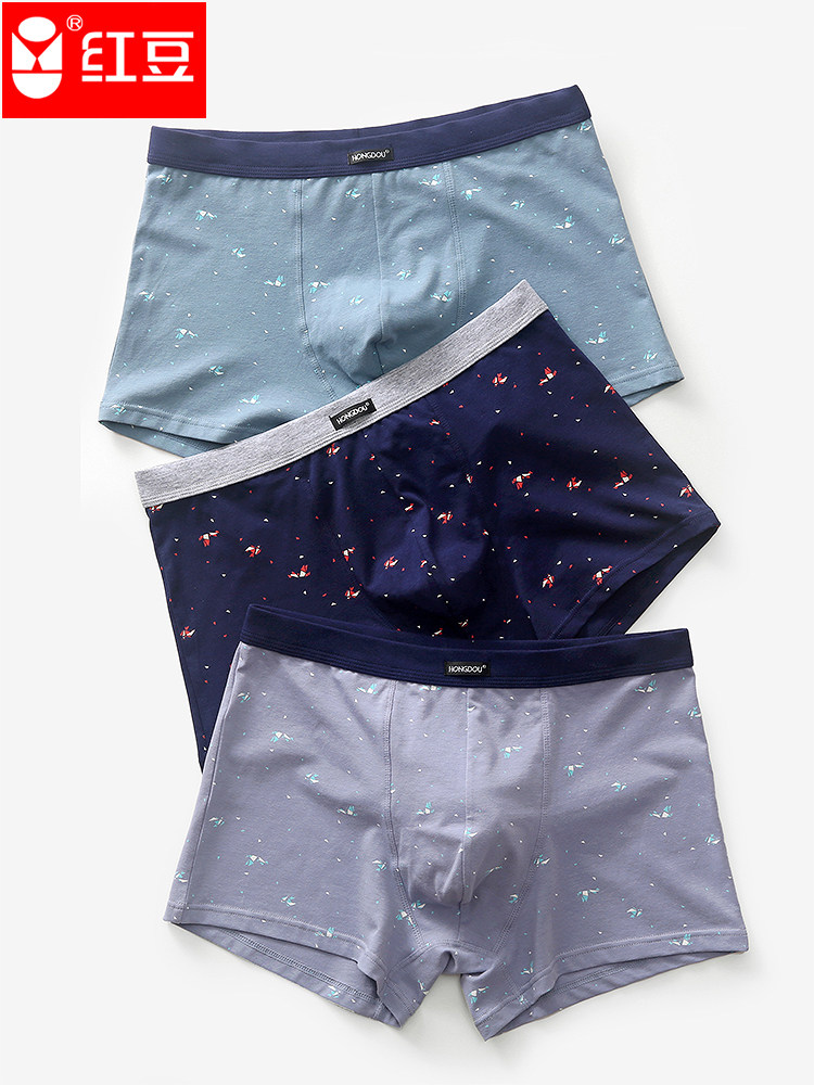 Red bean men's underwear pure cotton antibacterial boxer pants boys winter large size boxer sports shorts student pants