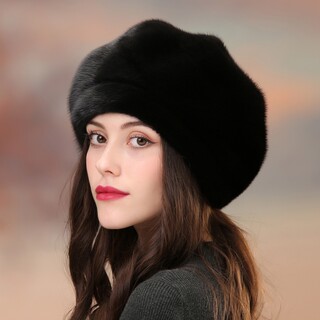 Mink Fur Hat for Women, Korean Style, Winter Warm Ear Protection, Whole Mink Beret, Fur Hat for Women, Winter Mink Fur