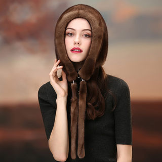 Aiyu Winter New Warm Mink Hat for Women, Whole Mink Fur Ski Hat, Winter Mink Fur Ear Protection Fur Hat for Women