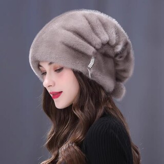 Mink Fur Hat for Women, Winter Imported Whole Mink Fur Ear Protection, Fashionable Mink Velvet Warm Head-Covering Fur Hat for Winter