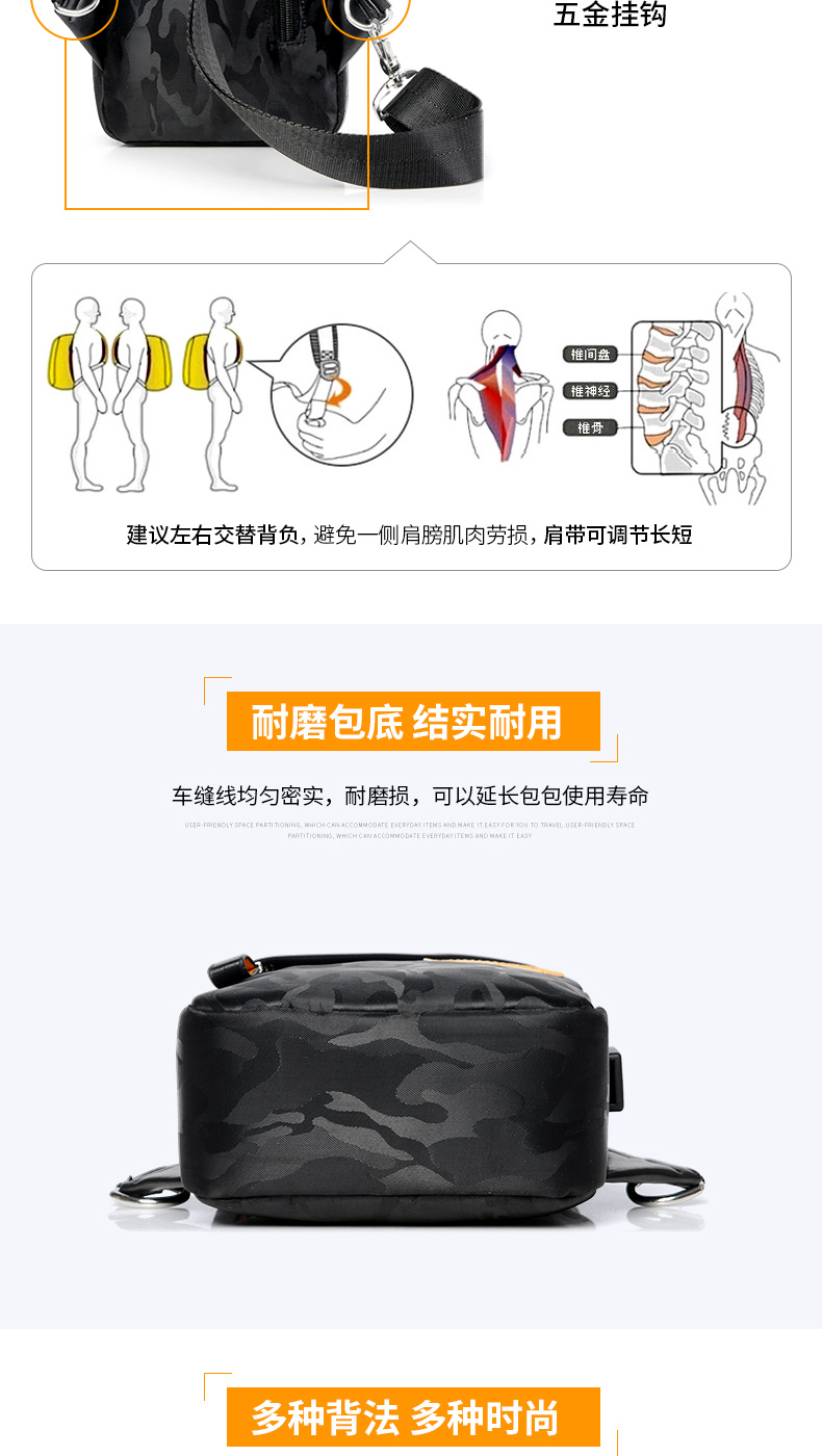 Túi ngực nam phiên bản Hàn Quốc của túi đeo vai nam Túi đeo chéo Messenger 2018 xu hướng mới túi xách vải canvas nam giản dị túi du lịch