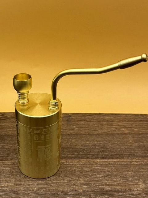 Pure Copper Hookah, Dry Tobacco Bottle Can Hold Water and Filtering, All-Copper Durable Four-Purpose Pipe Plus Large-Capacity Carved