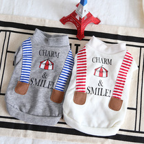 Pet clothes Teddy Autumn Winter New petstyle stripes fake strap print sweater puppy clothing