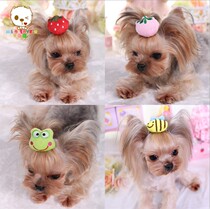 Pet Headwear hairclip Frog Strawberry Bee Yorkshire Teddy VIP Puppy Hair Card Stereo floral headdress