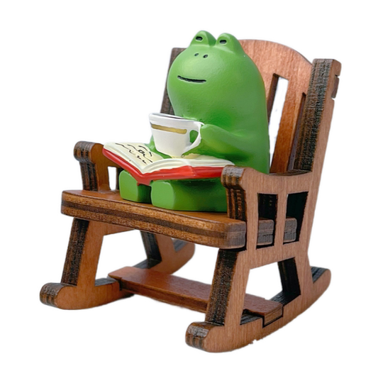 桌面摆件青蛙摇椅可爱情绪治愈小摆件办公桌车载装饰解压生日礼物