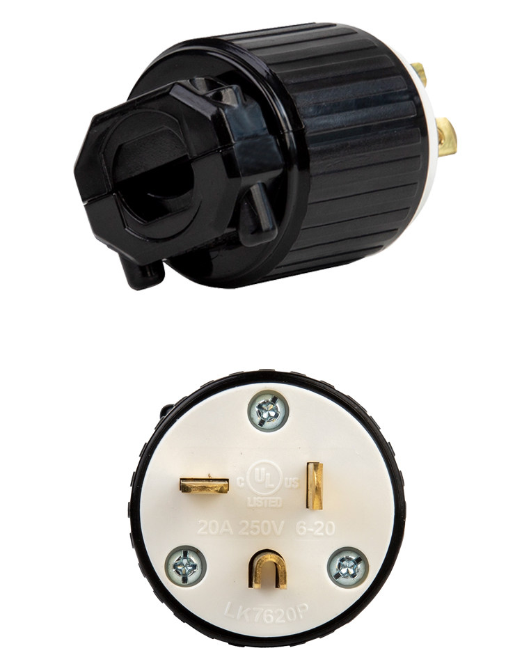 Штепсельная вилка lk7620p 美式插头nema 6-20p美标发电机 干燥机电源插头 ul认证 LKEW