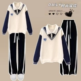 Комплект, трикотажный свитер для школьников, футболка, осенний, воротник поло