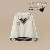 Осенний демисезонный комплект для школьников, модный свитер, подходит для подростков, для средней школы, воротник поло, в западном стиле