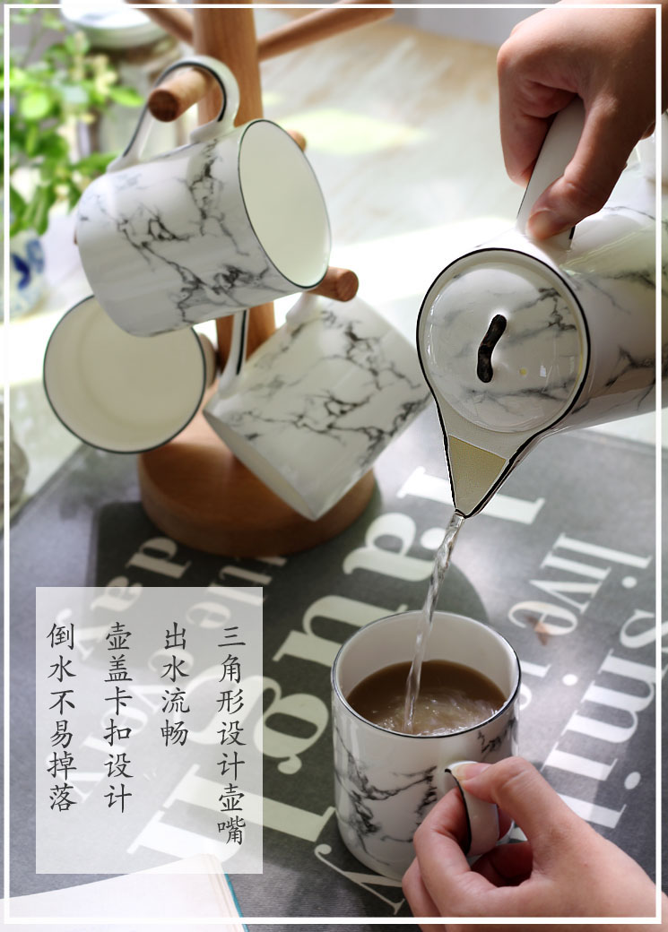 Bình nước lạnh gia dụng đơn giản xương Trung Quốc nước lạnh chịu nhiệt độ cao nồi gốm dung tích lớn nhiệt Bắc Âu Dali - Tách binh giu nhiet