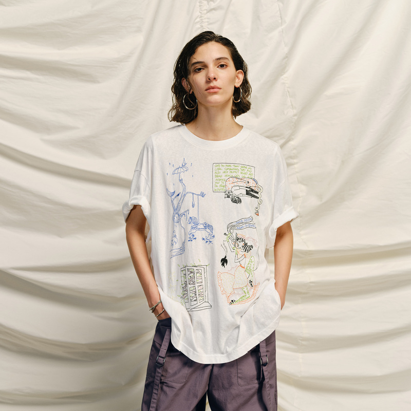 Immune System Cat Fairy Tale Original Art Hand-Painted Graphics Fun Embroidery Loose Short-Sleeved Shirt Immune System Cat Fairy Tale Original Art Hand-Painted Graphics Fun Embroidery Loose Short-Sleeved Shirt