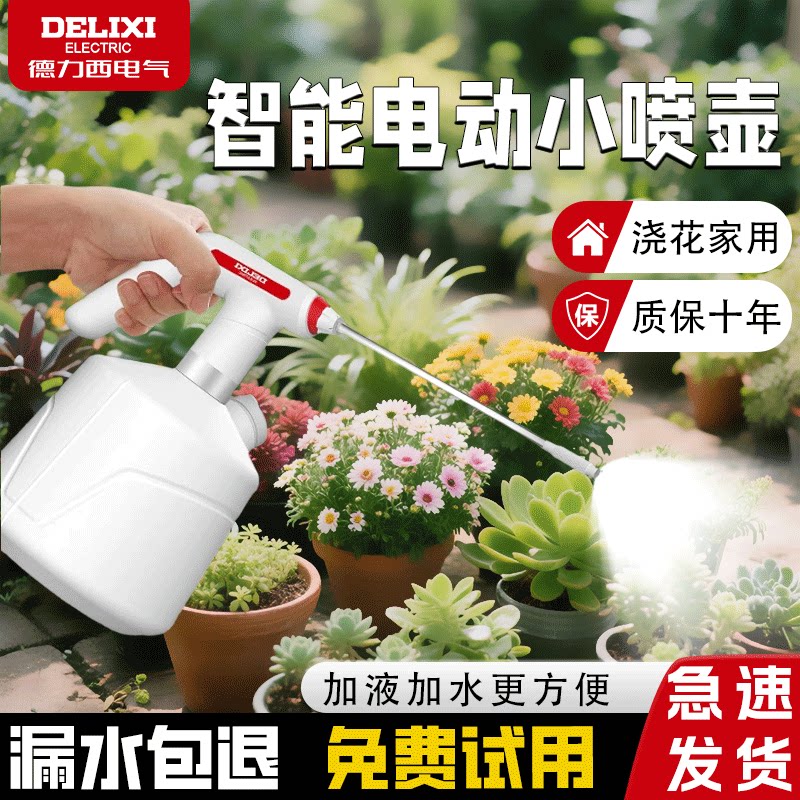 德力西电气充电式电动喷壶浇花浇菜家用浇花壶长嘴洒水壶消毒专用