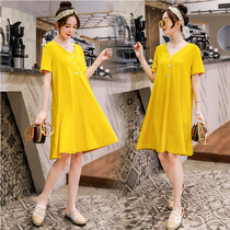 Pregnant womens jumpsuit skirt summer new 2020 tide Hot Mom personality cover belly does not show small clear fashion on clothes