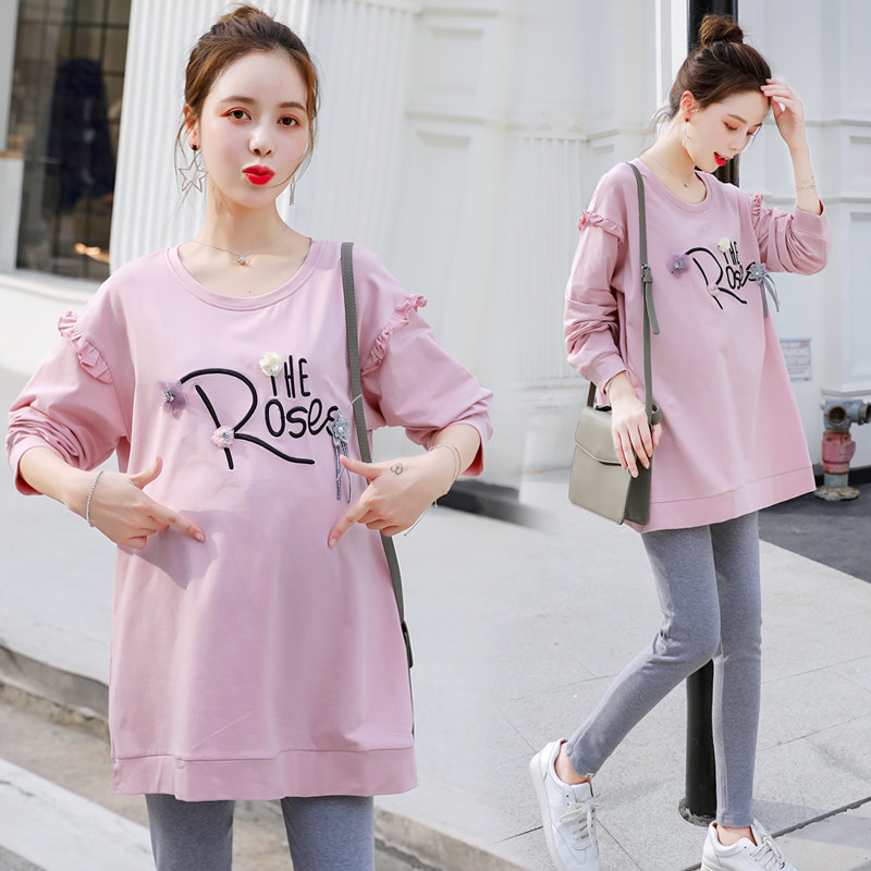 Maternity clothes spring and autumn suits Top clothes Fashion base shirt sweater Spring t-shirt loose tide mom dress