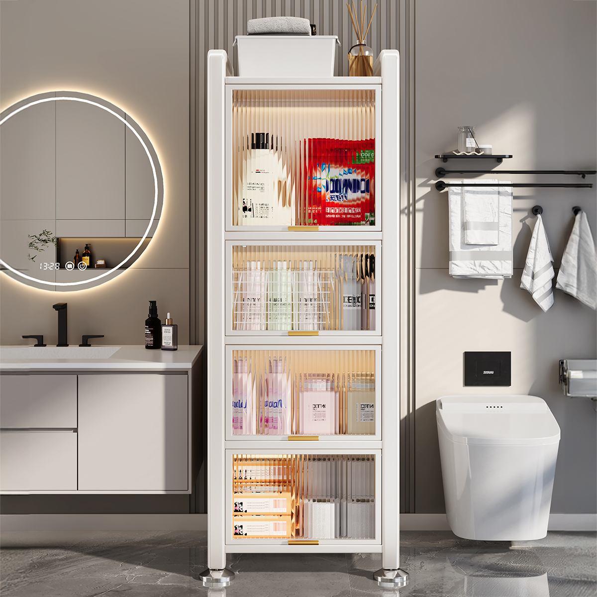 Shuaishi バスルームラック 床置き 多層隙間収納キャビネット 浴室 トイレサイド 多機能隙間キャビネット