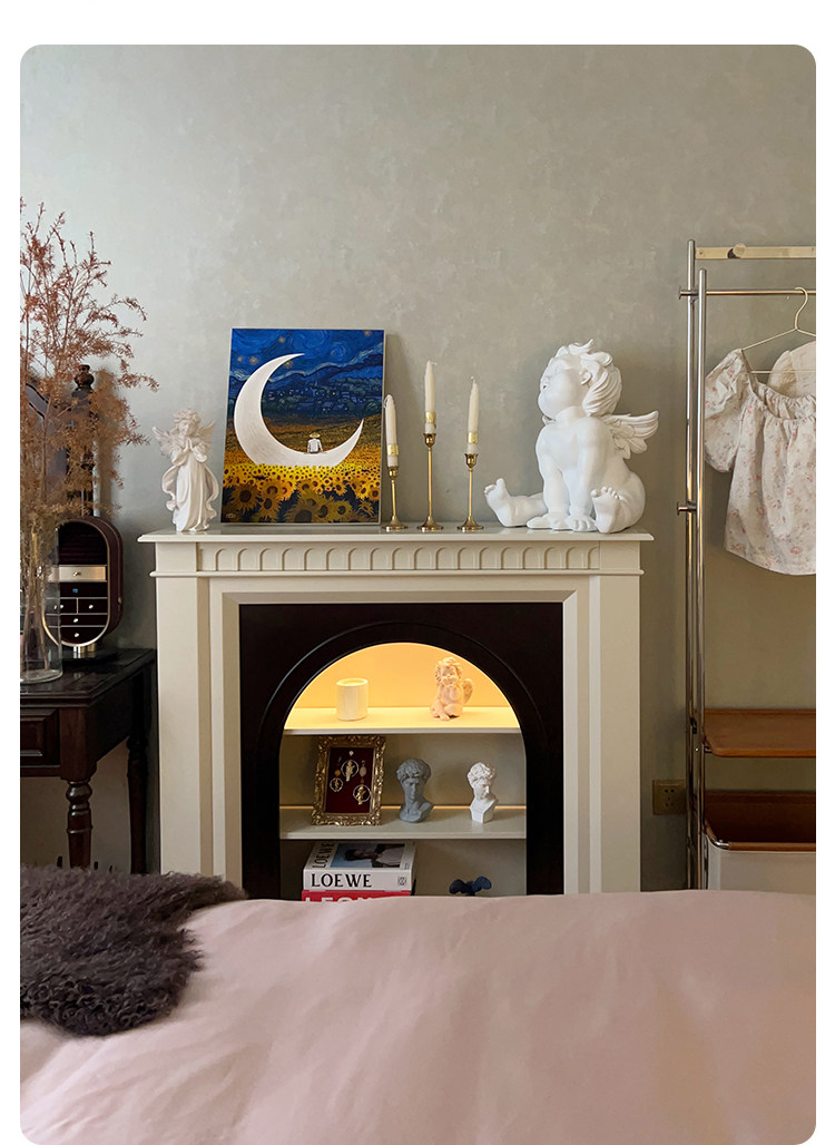 шкаф для ванной 巢趣法式奶油风实木壁炉装饰柜复古客厅壁炉边柜入户壁炉玄关柜