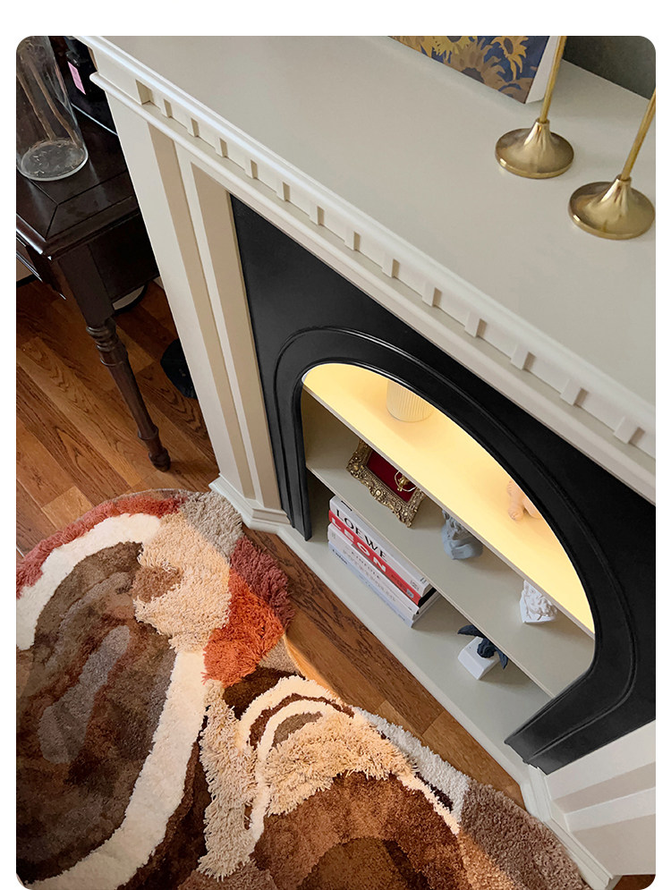 шкаф для ванной 巢趣法式奶油风实木壁炉装饰柜复古客厅壁炉边柜入户壁炉玄关柜