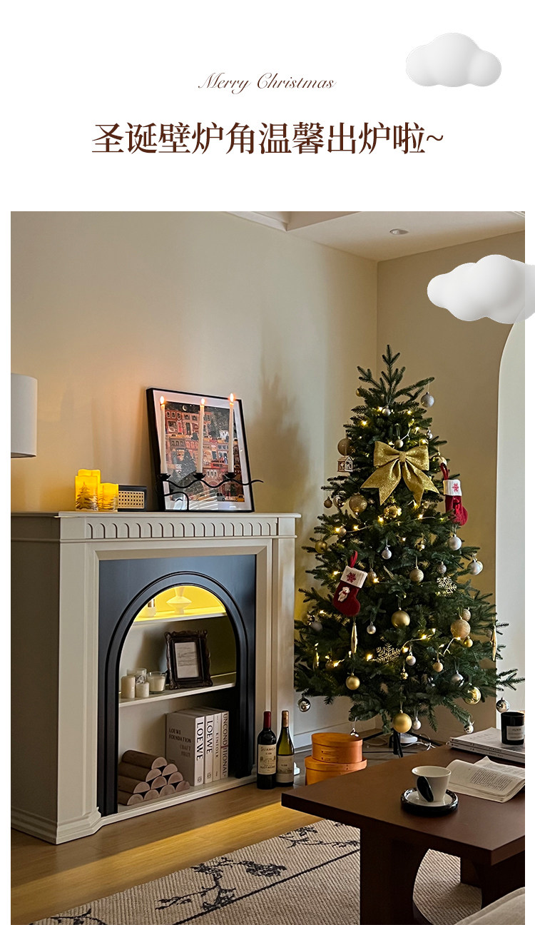 шкаф для ванной 巢趣法式奶油风实木壁炉装饰柜复古客厅壁炉边柜入户壁炉玄关柜