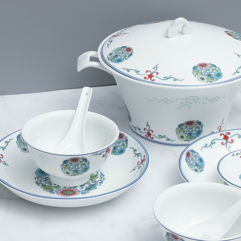 Jade cypress pastel and exquisite dishes suit white porcelain tableware in jingdezhen glaze covered 26 times home dishes by