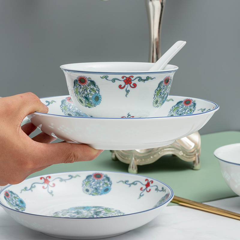 Jade cypress pastel and exquisite dishes suit white porcelain tableware in jingdezhen glaze covered 26 times home dishes by