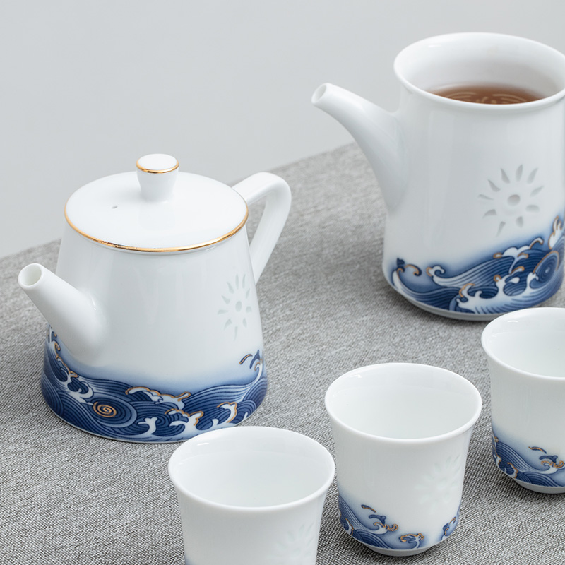 Jade BaiQing flowers and exquisite porcelain of jingdezhen porcelain kung fu tea cups ceramic tea set Chinese fortuna 's legacy