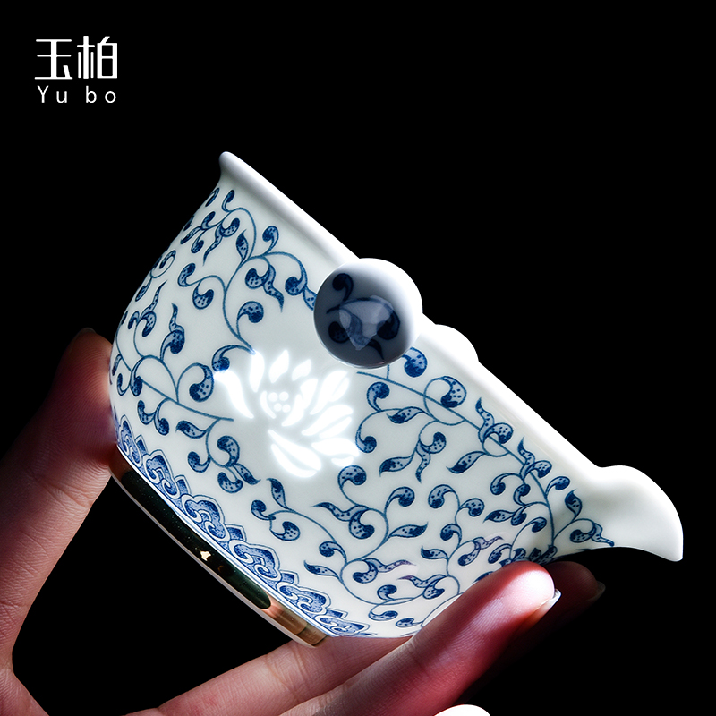 Jingdezhen BaiQing flower jade ceramic portable travel tea set filter tea sets a pot of a heart is like the lotus