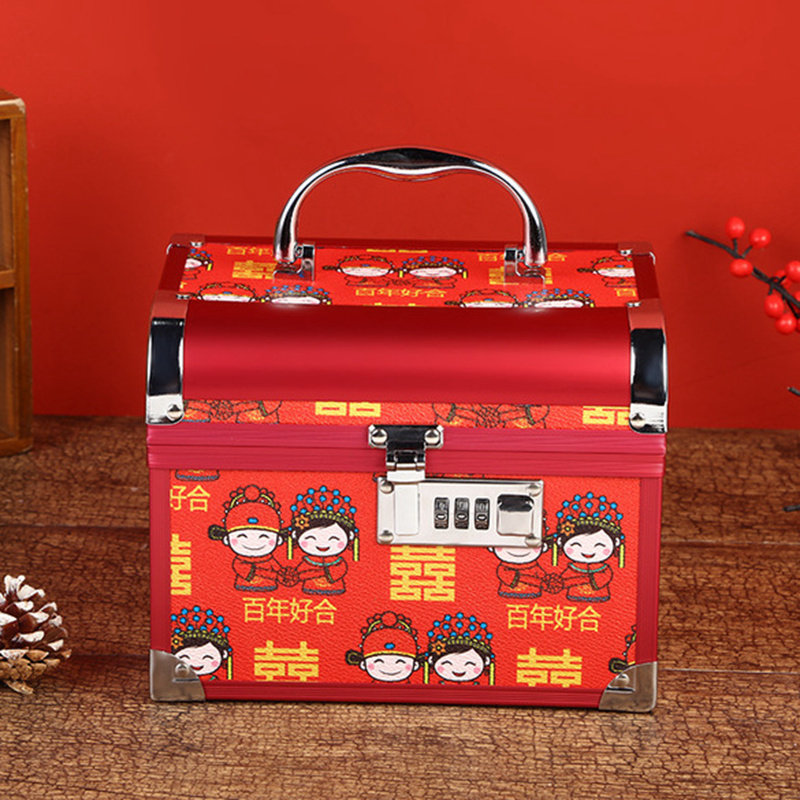 Gift box password box red wedding jewelry box bride dowry woman dowry gift storage box wedding gold box