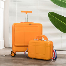 Business 18 Inch Computer Pull Lever Case Front Opening Suitcase Woman Small Boarding Password Leather Case Universal Wheel Male