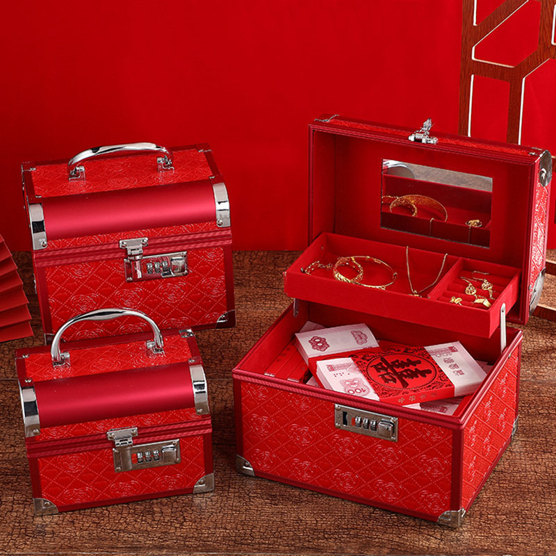 Color gift money box Chinese three gold upscale engagement gift gold box accompanied by wedding box Tikin gift cashbox wedding gift box wedding