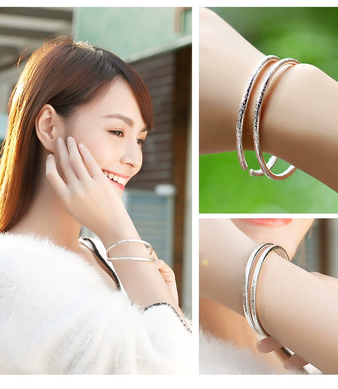 Vòng tay bạc mới 999 sterling nữ thời trang Nhật Bản và vòng tay đơn giản, vòng tay gửi bạn gái gửi quà sinh nhật cho mẹ vòng tay chỉ đỏ