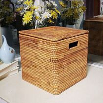 Vietnam rattan storage basket Rectangular round clothes bucket storage wicker basket with lid storage box Wardrobe finishing box