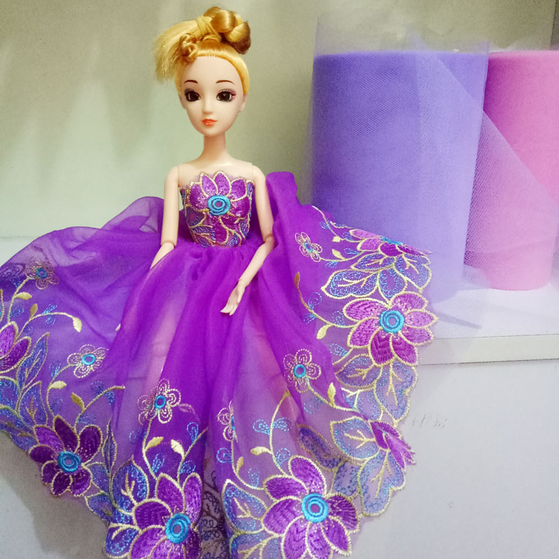 Màu sắc lưới thêu phụ kiện ren DIY xe Barbie váy trong vải handmade búp bê cưới vải dạ ép