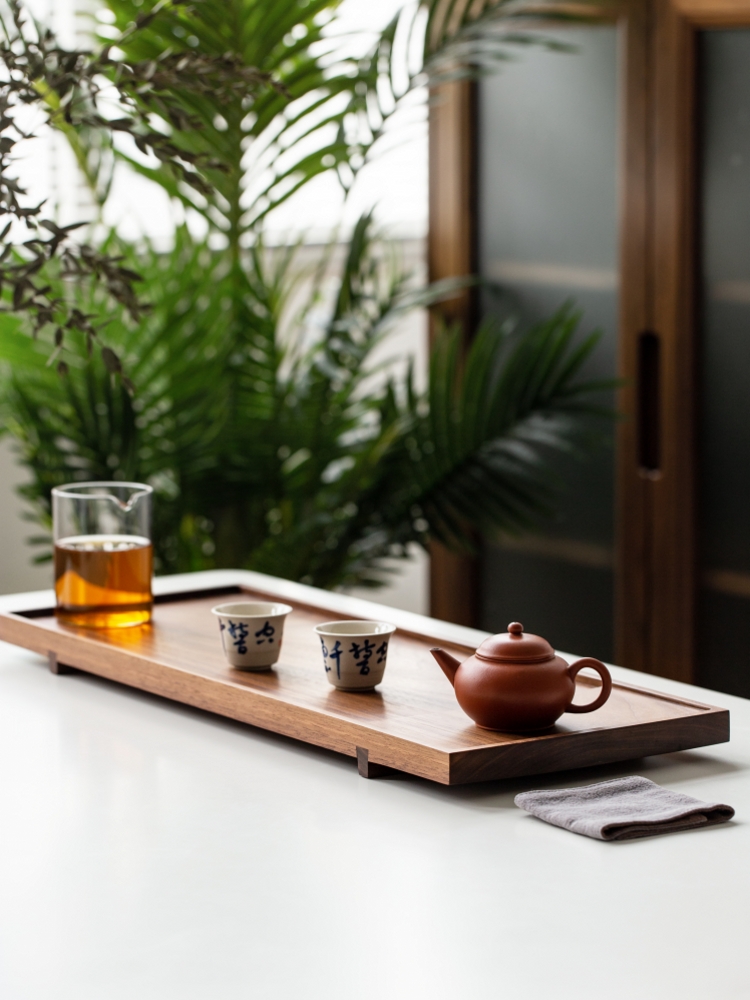 Black walnut whole solid wood tea tray Whole wood Chinese dry tea tray Wooden tray Japanese dry tea table