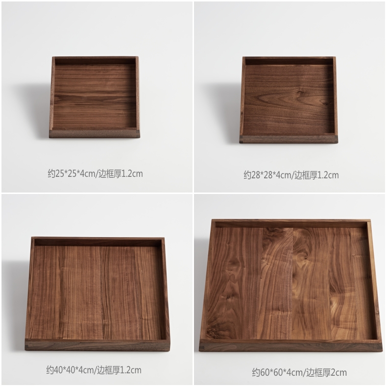 Walnut vuông khay gỗ rắn khay trà khô khay trà trà khay gỗ lưu trữ bằng gỗ hộp lưu trữ khay khay gỗ đẹp