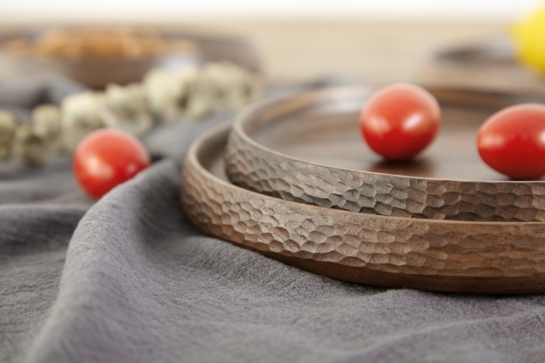 Hi gỗ óc chó gỗ rắn vòng handmade tấm gỗ sáng tạo snack tấm đĩa trái cây đồ ăn nhẹ trái cây sấy khô lưu trữ tấm khay tra go
