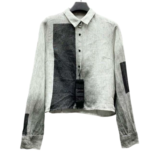 Shengdi Brand Rutch Label Женский серый простой простые чернильные блок полосатой полосатой льняной рубашки
