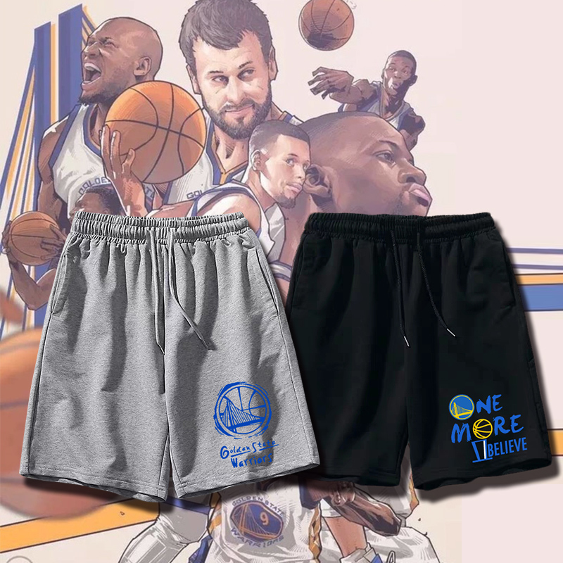 Pure Cotton Basketball Sports Golden State Warriors Curry Training Five-Point Shorts Breathable Loose Shorts for Men