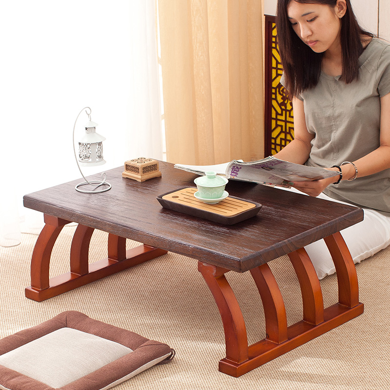 New Chinese classical tatami tatami tea table solid wood dwarf table with small tea table minimalist country Go table pit table short table