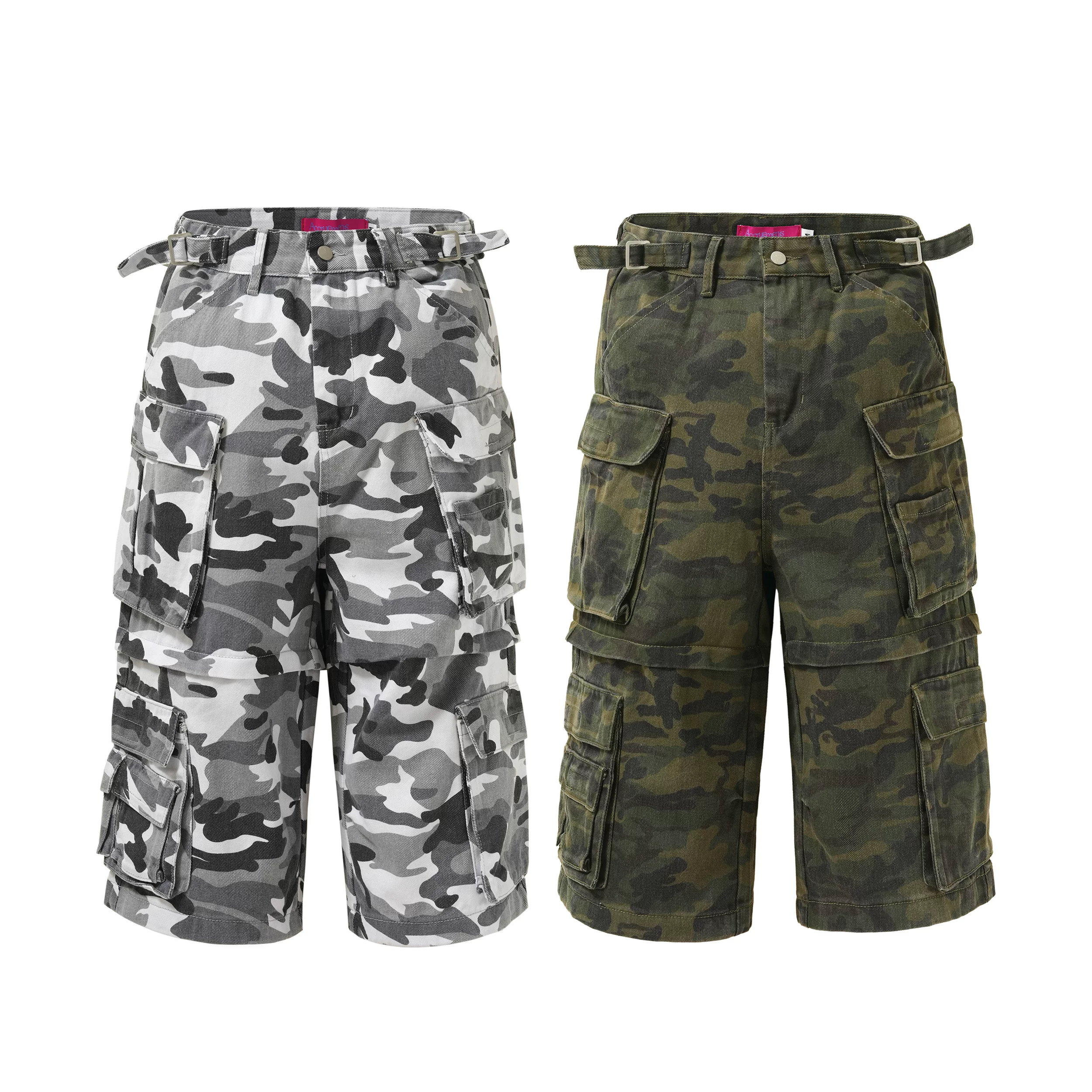 Camouflage retro summer trousers for men and women, American style, loose fit