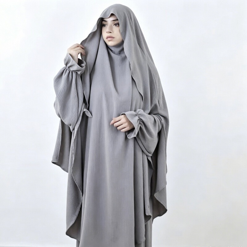 Cross-Border Women's Long Dress, Solid Color, Comfortable and Casual, Large Headscarf Robe Two-Piece Set, New Model in Stock P401 Cross-Border Women's Long Dress, Solid Color, Comfortable and Casual, Large Headscarf Robe Two-Piece Set, New Model in Stock P401