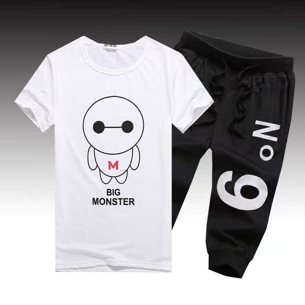 9,9 bộ đồ thể thao mùa hè Quần short nam Hàn Quốc Quần 5 điểm 7 điểm Quần xu hướng sinh viên áo thun ngắn tay quần thun nam