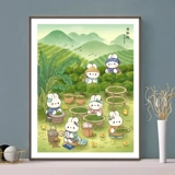 Новый чай, собирающий кроличьи кросс-стежк 2025 Новая высококачественная гостиная маленькие кусочки крыльца для спальни, заживляющая вышивка