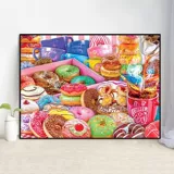 Пончик, новый продукт, вышивка крестиком, 2025, новая нить для вышивания, гостиная, ресторан, кофе, десерт, маленькие кусочки, высококачественная ручная вышивка