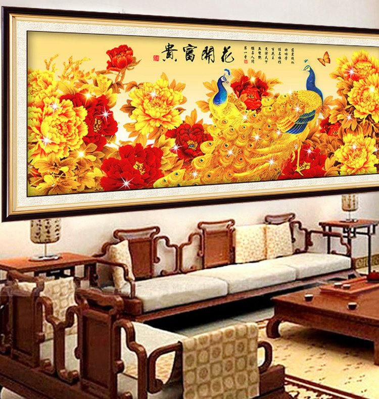 Mona Lisa cross stitch 2019 new thread vàng thêu con công tối giản nở hoa hiện đại hoa mẫu đơn hoa - Công cụ & phụ kiện Cross-stitch tranh thêu chỉ lụa