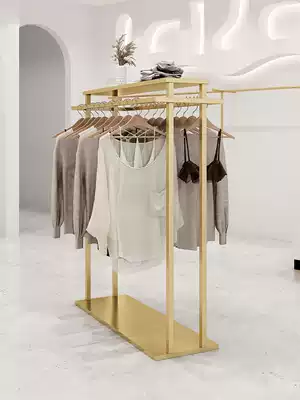 Golden Marriott clothing store display rack Zhongdao double row shelf men's and women's clothing store Nakajima rack middle parallel bars hanging hanger iron