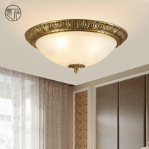 Huiju European ceiling lamp Copper lamp Round bedroom lamp Glass ceiling lamp Warm aisle marble lighting