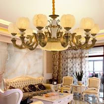European chandelier Living room lamp Luxury atmosphere Natural jade lamp Villa Jane European dining room Bedroom full copper marble lamp