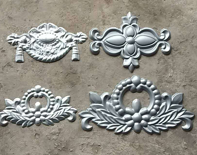 Iron art gate underfloor flower iron floral accessories Iron art punching pressure leaf door bottom flower imitation aluminum door flush press base plate flower