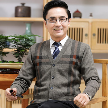 Cardigan men's long-sleeved cardigan jacket for middle-aged and elderly people