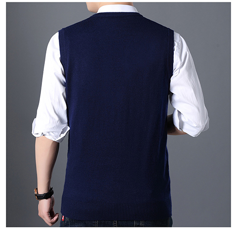 Woodpecker len vest nam cổ chữ V mùa thu và cotton mùa đông áo len không tay áo len trung niên áo len ấm áp vest đồ vest nam