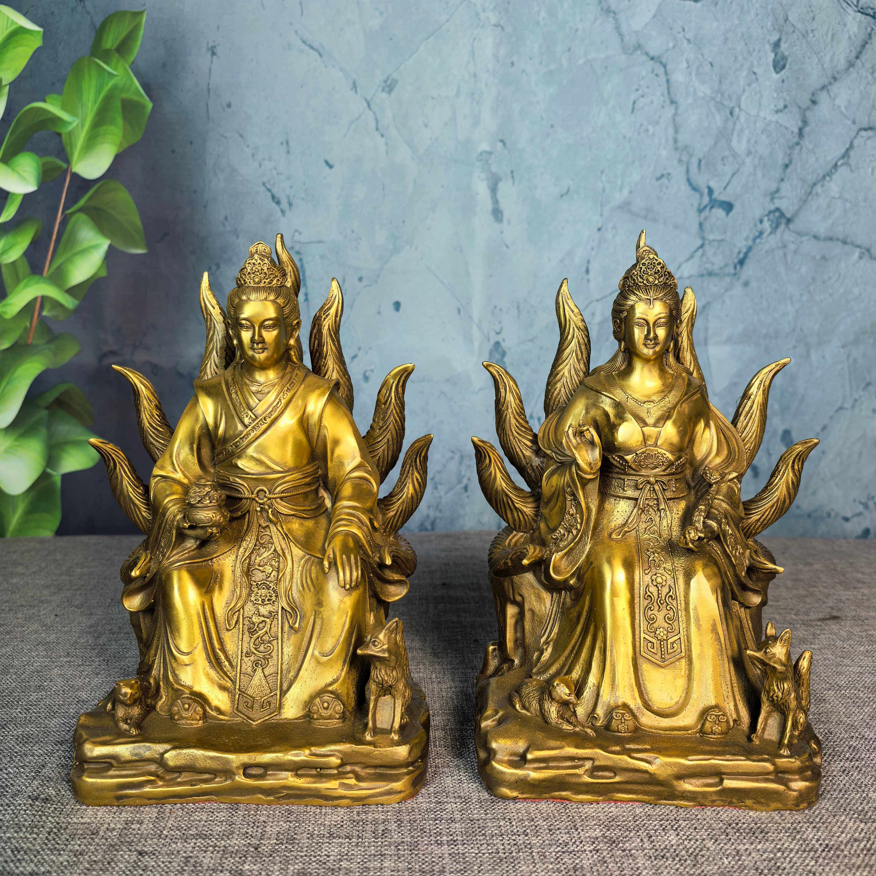 龙树菩萨女娲娘娘狐纯铜像大地之母始母创世神蛇蟒真身佛像摆件